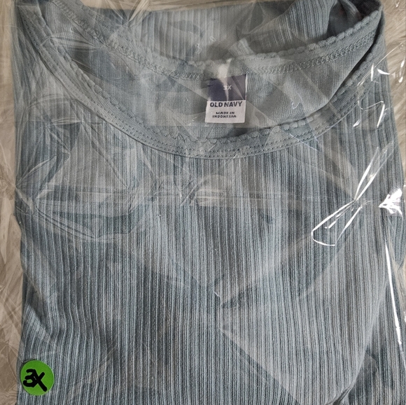 Old Navy Ribbed Teal Short Sleeve Top - Picture 2 of 2